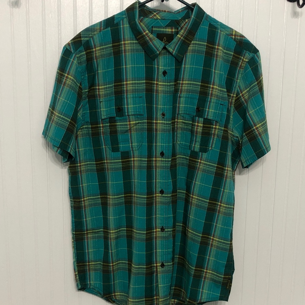 prAna Mens XL Organic COTTON Blnd PLAID Pockets NWOT